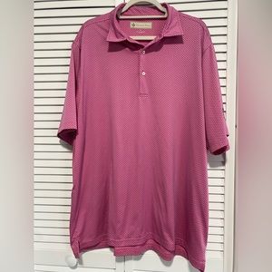 Donald Ross Men's X Large  Pink and Navy Geo Print Golf Polo Shirt